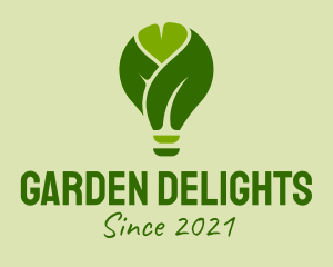 Green Leaf Light Bulb  logo design