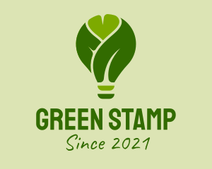 Green Leaf Light Bulb  logo design