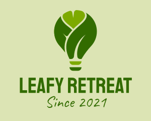 Green Leaf Light Bulb  logo design