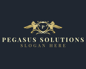 Pegasus Horse Crest logo design