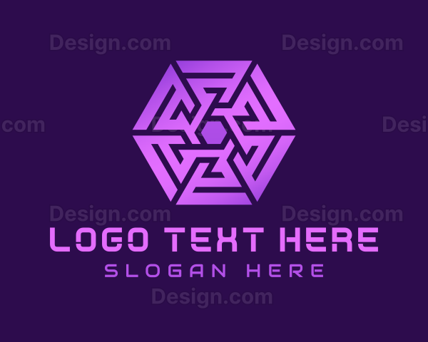 Purple Hexagon Tech Maze Logo