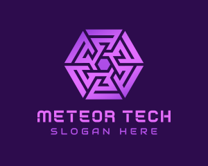 Purple Hexagon Tech Maze logo design