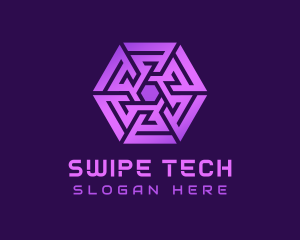 Purple Hexagon Tech Maze logo design