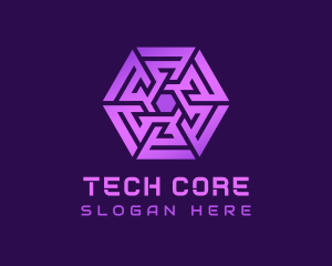 Purple Hexagon Tech Maze logo design