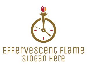 Flame Torch Clock logo design