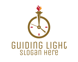 Flame Torch Clock logo design