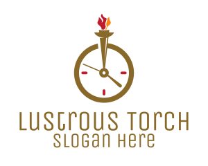 Flame Torch Clock logo design