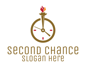 Flame Torch Clock logo design