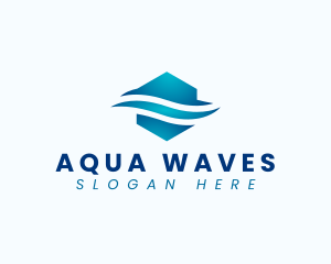 Hexagon Water Wave logo design