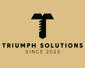 Minimalist Screw Letter T logo design