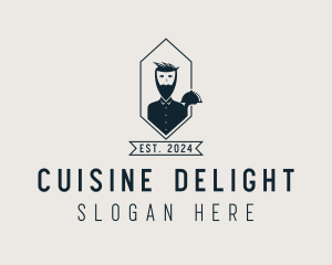 Hipster Restaurant Waiter  logo design