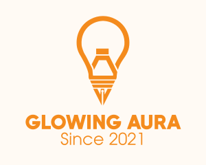 Orange Lightbulb Pen  logo design