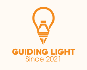 Orange Lightbulb Pen  logo design