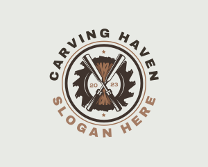 Chisel Woodwork Carving logo design