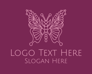 Floral Butterfly Wings  logo design