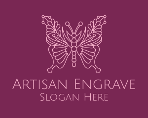 Floral Butterfly Wings  logo design