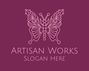 Floral Butterfly Wings  logo design