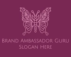 Floral Butterfly Wings  logo design