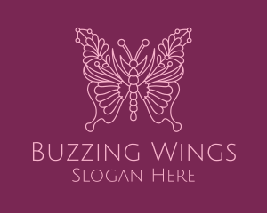 Floral Butterfly Wings  logo design