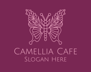 Floral Butterfly Wings  logo design