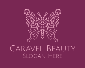 Floral Butterfly Wings  logo design