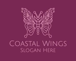 Floral Butterfly Wings  logo design