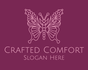 Floral Butterfly Wings  logo design