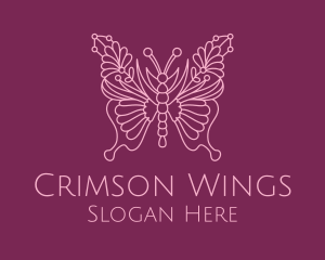 Floral Butterfly Wings  logo design