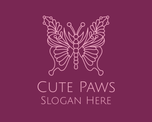 Floral Butterfly Wings  logo design