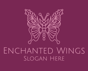 Floral Butterfly Wings  logo design