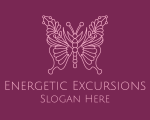 Floral Butterfly Wings  logo design