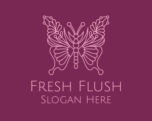 Floral Butterfly Wings  logo design