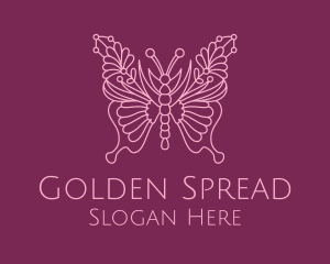 Floral Butterfly Wings  logo design