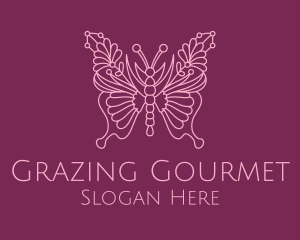 Floral Butterfly Wings  logo design