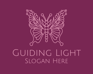 Floral Butterfly Wings  logo design