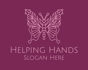 Floral Butterfly Wings  logo design