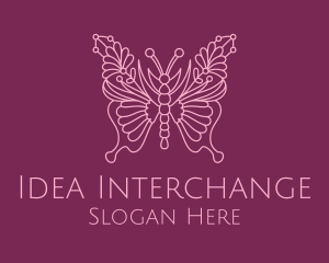 Floral Butterfly Wings  logo design