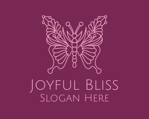 Floral Butterfly Wings  logo design