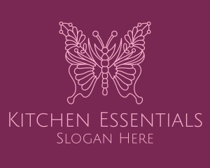 Floral Butterfly Wings  logo design