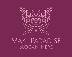 Floral Butterfly Wings  logo design