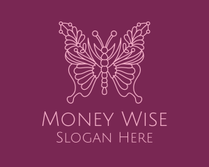 Floral Butterfly Wings  logo design