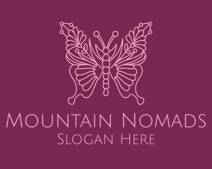 Floral Butterfly Wings  logo design