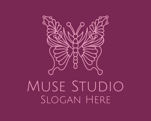 Floral Butterfly Wings  logo design