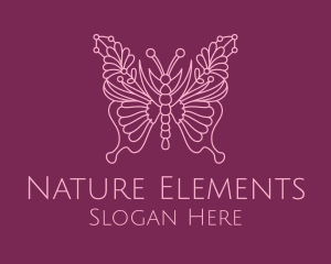 Floral Butterfly Wings  logo design