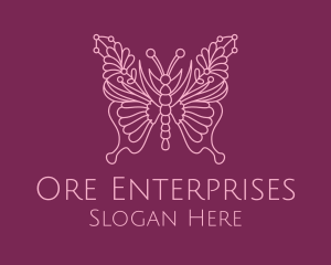 Floral Butterfly Wings  logo design