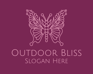 Floral Butterfly Wings  logo design