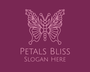 Floral Butterfly Wings  logo design