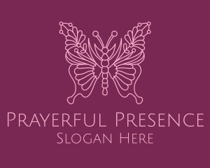 Floral Butterfly Wings  logo design