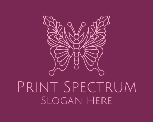 Floral Butterfly Wings  logo design