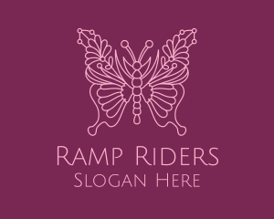 Floral Butterfly Wings  logo design